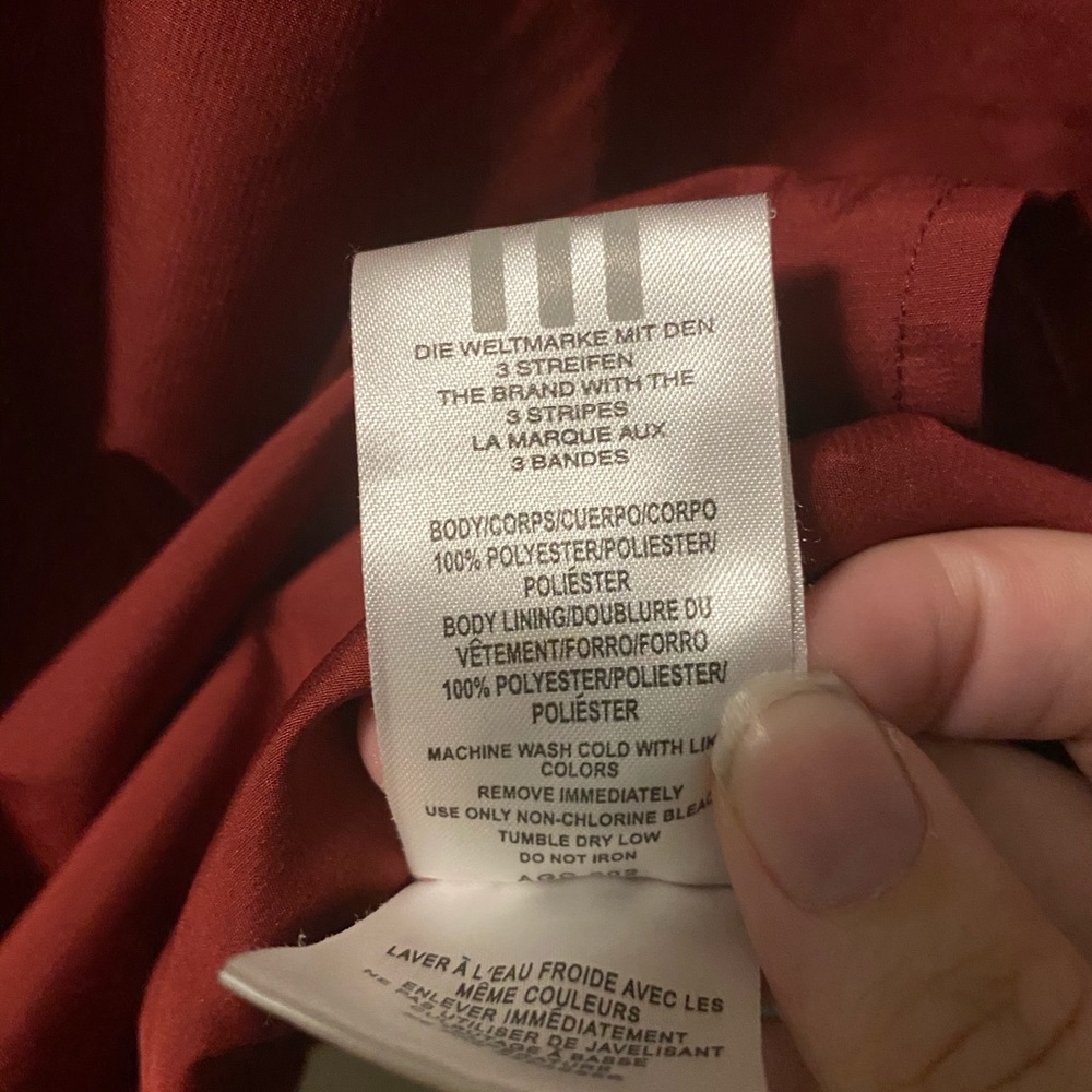 Adidas Athletic Full Zip Maroon Light Windbreaker - Picture 7 of 8